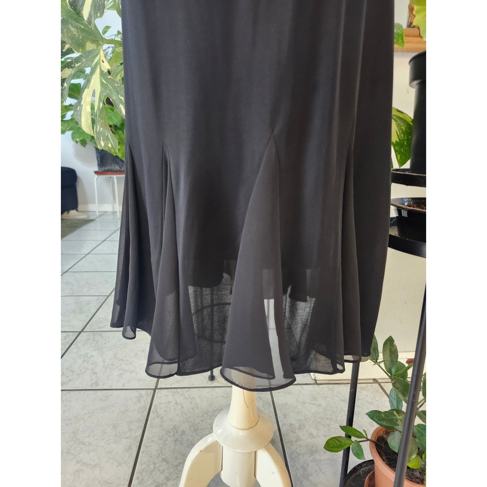 Vintage Alex Evenings Black Beaded Strap Cocktail Dress Petite 14P Midi Formal - Picture 8 of 12
